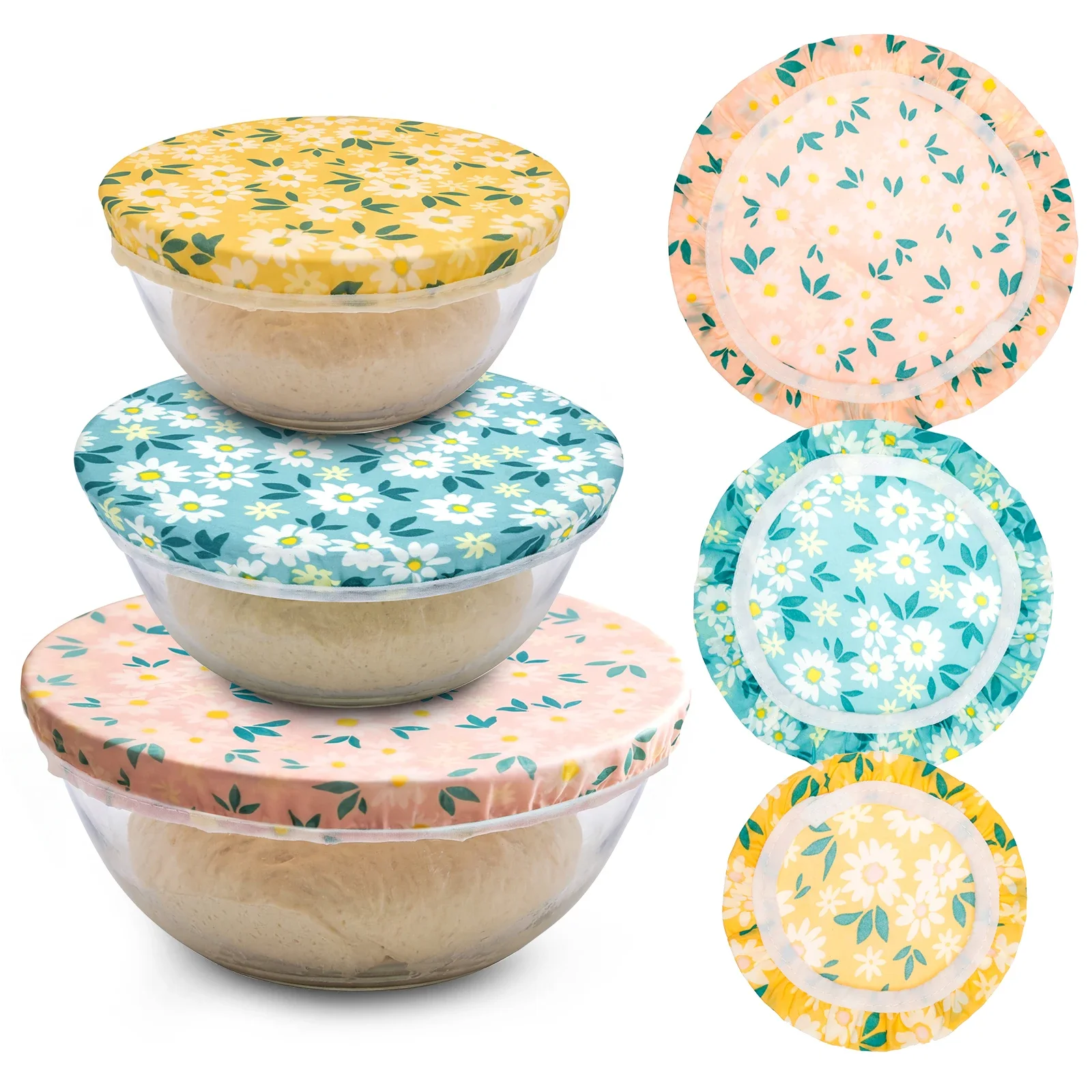 Beeswax Food Cover - ฝาครอบชาม 3 ชิ้น ผ้าฝ้ายเคลือบขี้ผึ้ง สำหรับห่ออาหาร ขนมปัง