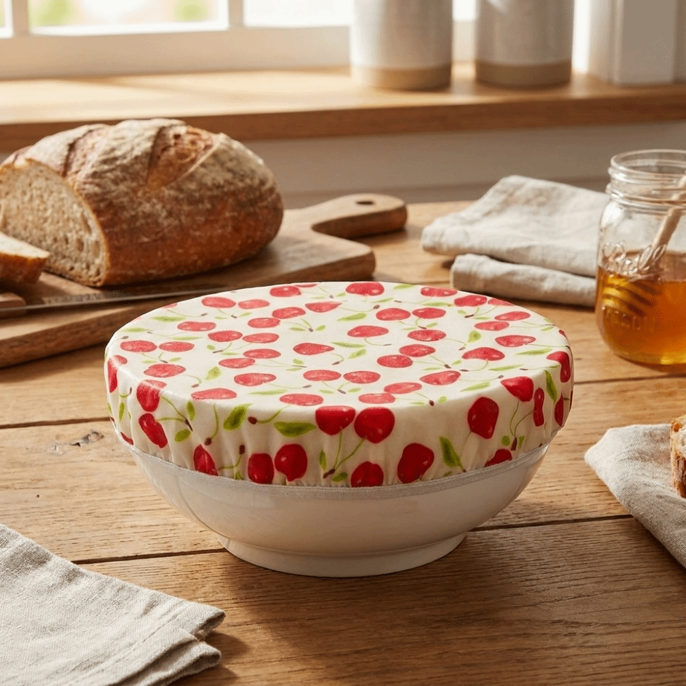 Beeswax Food Cover - ผ้าคลุมชามกันฝุ่นทำจากขี้ผึ้ง ช่วยรักษาความสด ล้างทำความสะอาดได้ ผ้าคลุมชามผ้าฝ้าย ลายสุ่ม ขอบยางยืด