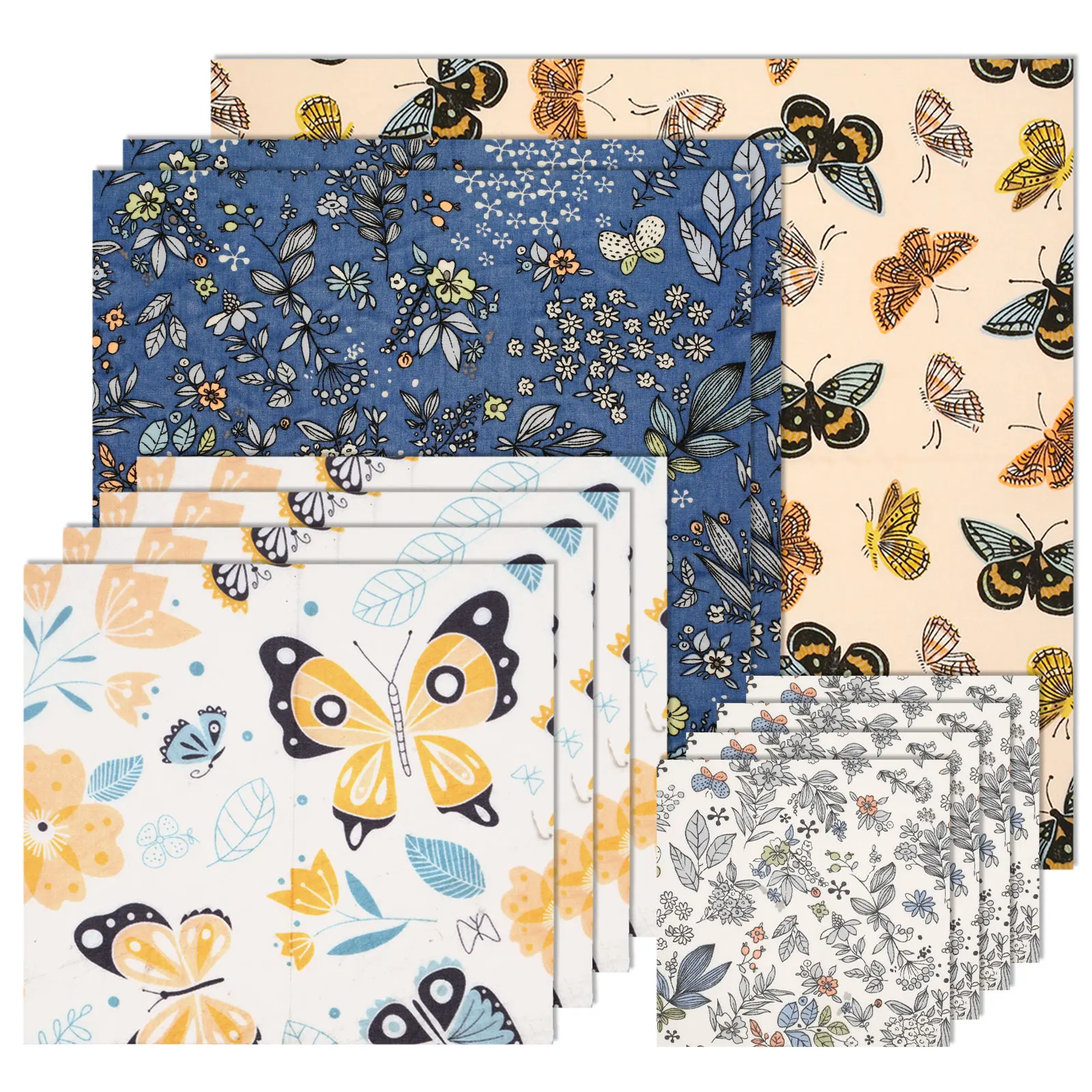 Beeswax Food Cover - ชุดผ้าห่ออาหารจากขี้ผึ้ง 11 ชิ้น ใช้ซ้ำได้ เป็นมิตรต่อสิ่งแวดล้อม ทำจากผ้าฝ้ายออร์แกนิค