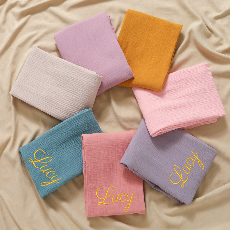 Cloth Diaper Insert - ส่วนบุคคลชื่อปักที่กําหนดเองเด็กผ้าฝ้าย Muslin Baby Swaddle Wrap ทารกแรกเกิดรับผ้าห่ม