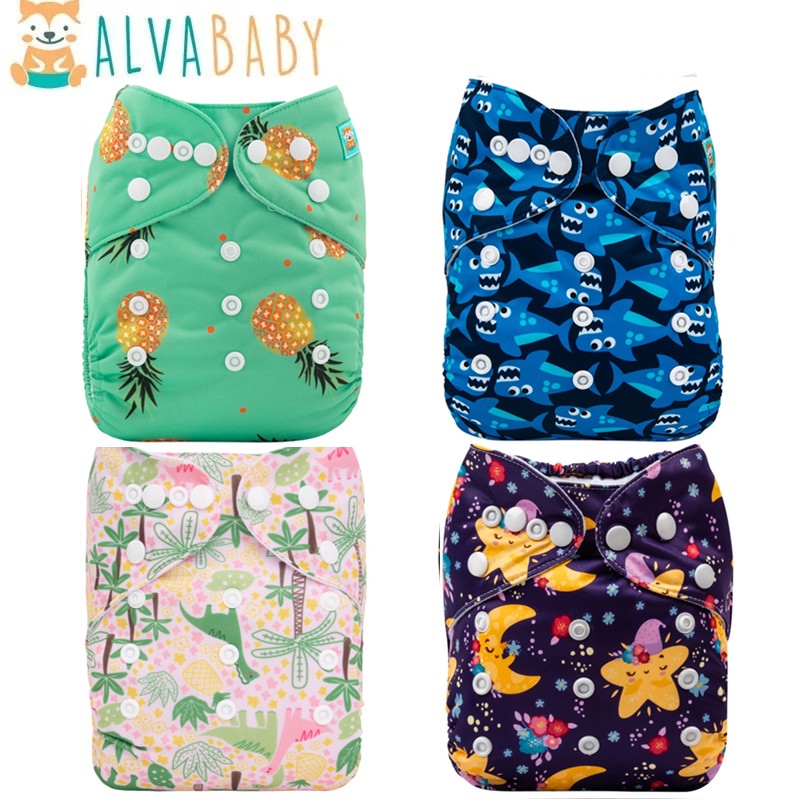 Cloth Diaper Insert - Alvabababy กระเป๋าผ้าอ้อมผ้าสำหรับทารกเป็นมิตรกับสิ่งแวดล้อมผ้าอ้อมผ้าสำหรับทารก3-15กก. พร้อมผ้าอ้อมไมโครไฟเบอร์1ชิ้น