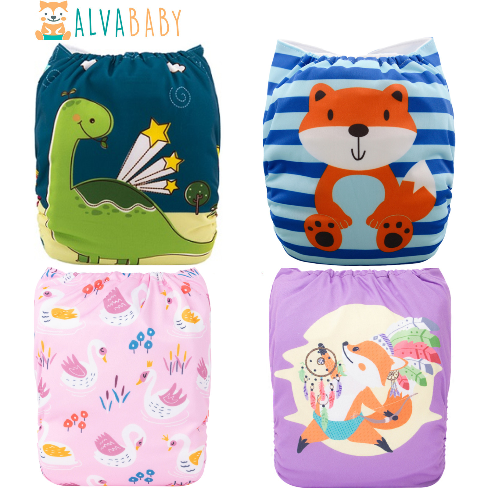Cloth Diaper Insert - Alvababy ผ้าอ้อมเด็กแบบนำกลับมาใช้ใหม่ได้, ผ้าอ้อมผ้าซักได้พร้อมแผ่นไม้ไผ่1ชิ้นหรือใส่ถ่าน