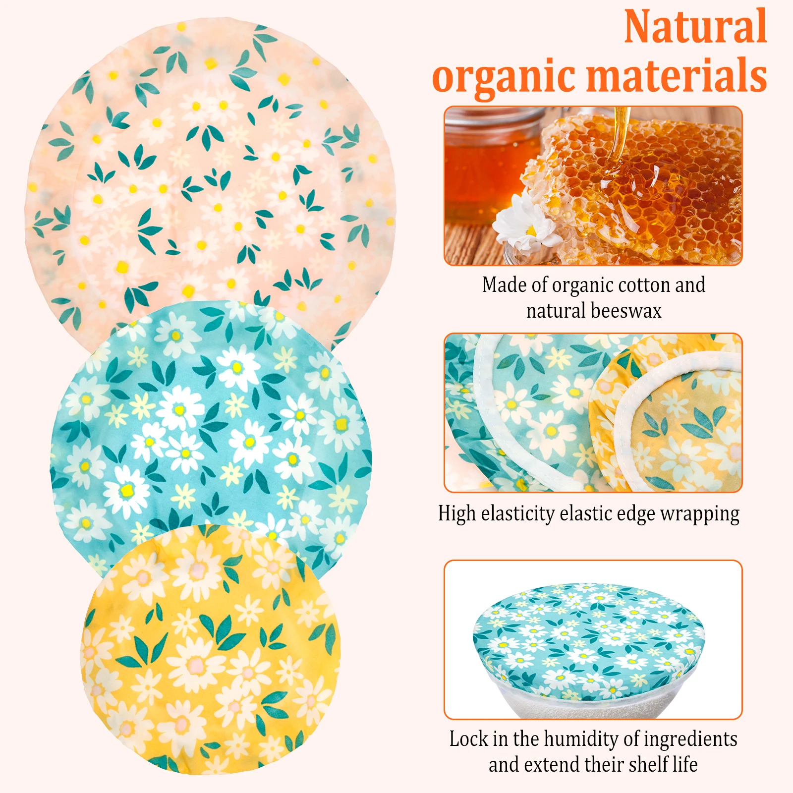 ฝาครอบชาม 3 ชิ้น ผ้าฝ้ายเคลือบ - Beeswax Food Cover บทวิจารณ์และราคา
