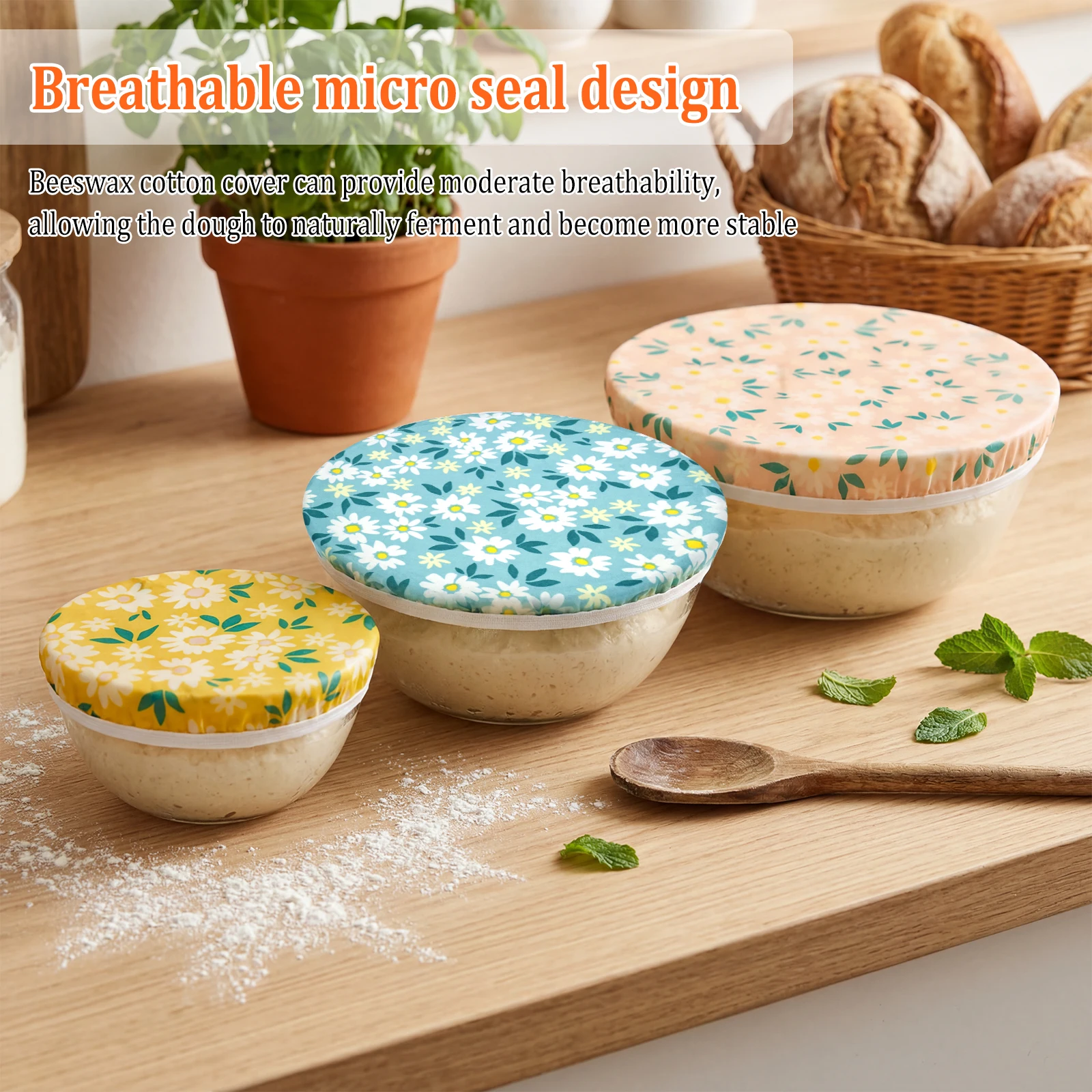 ฝาครอบชาม 3 ชิ้น ผ้าฝ้ายเคลือบ - Beeswax Food Cover บทวิจารณ์และราคา