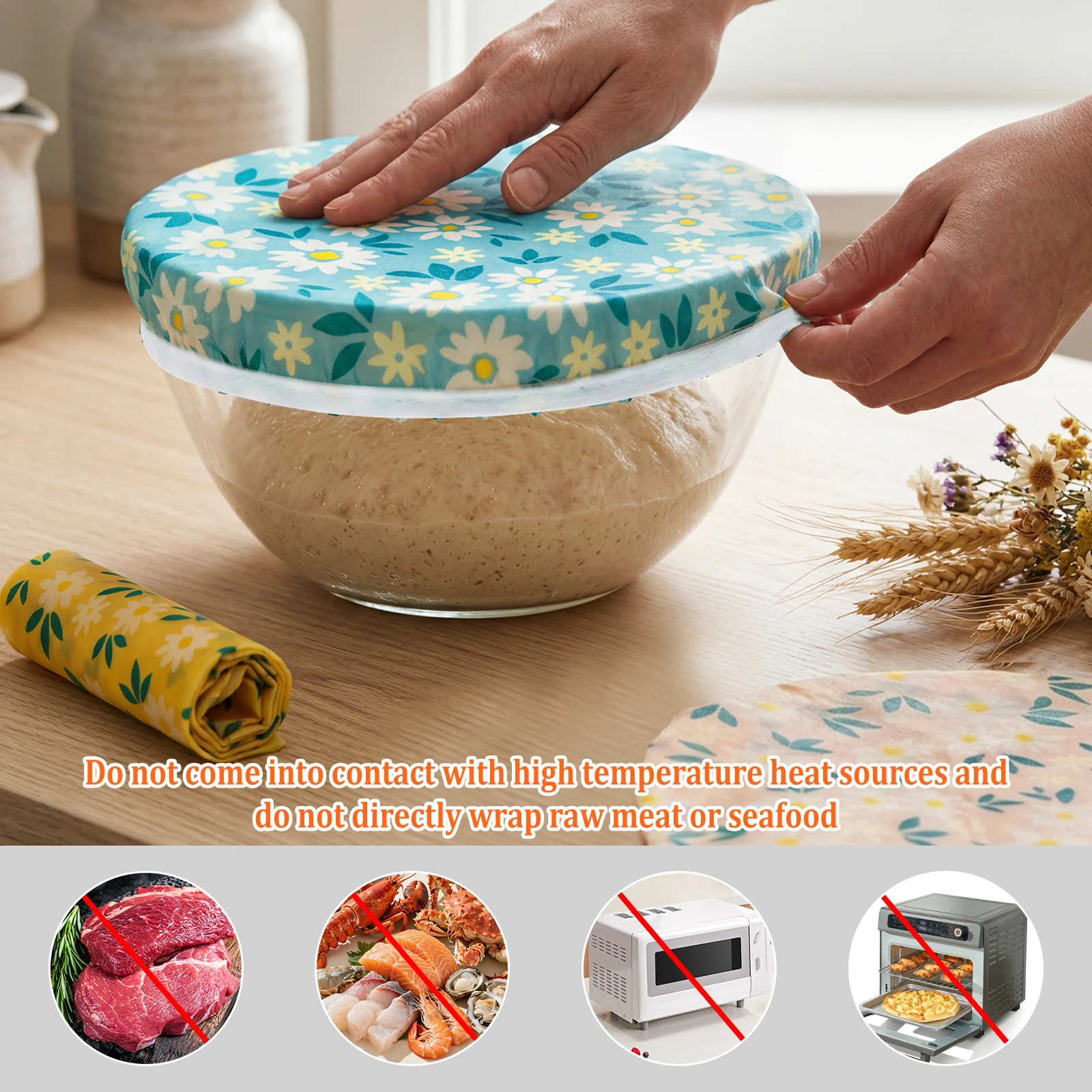 ฝาครอบชาม 3 ชิ้น ผ้าฝ้ายเคลือบ - Beeswax Food Cover บทวิจารณ์และราคา