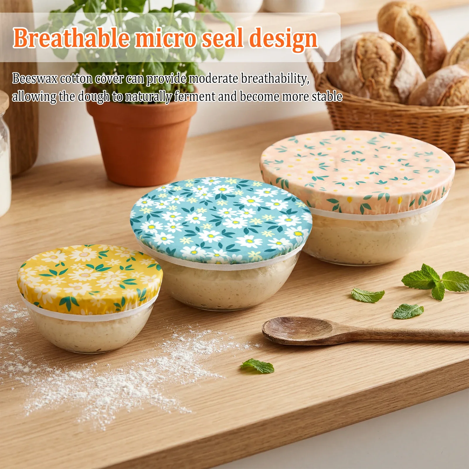 ฝาครอบชาม 3 ชิ้น ผ้าฝ้ายเคลือบ - Beeswax Food Cover บทวิจารณ์และราคา