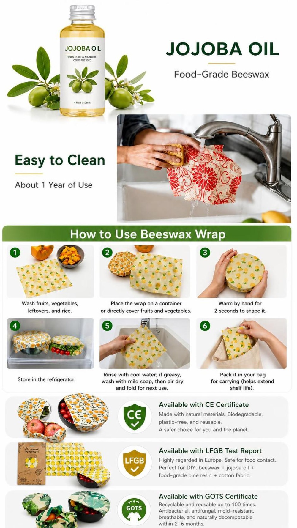 9 ชิ้น แผ่นห่ออาหารขี้ผึ้งหลาย - Beeswax Food Cover บทวิจารณ์และราคา