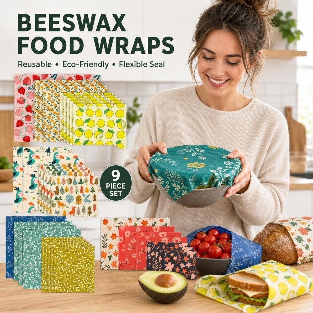 9 ชิ้น แผ่นห่ออาหารขี้ผึ้งหลาย - Beeswax Food Cover บทวิจารณ์และราคา